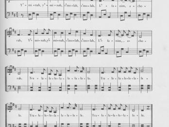Sheet music with transliterated Hebrew lyrics and Hebrew and English text at bottom. 