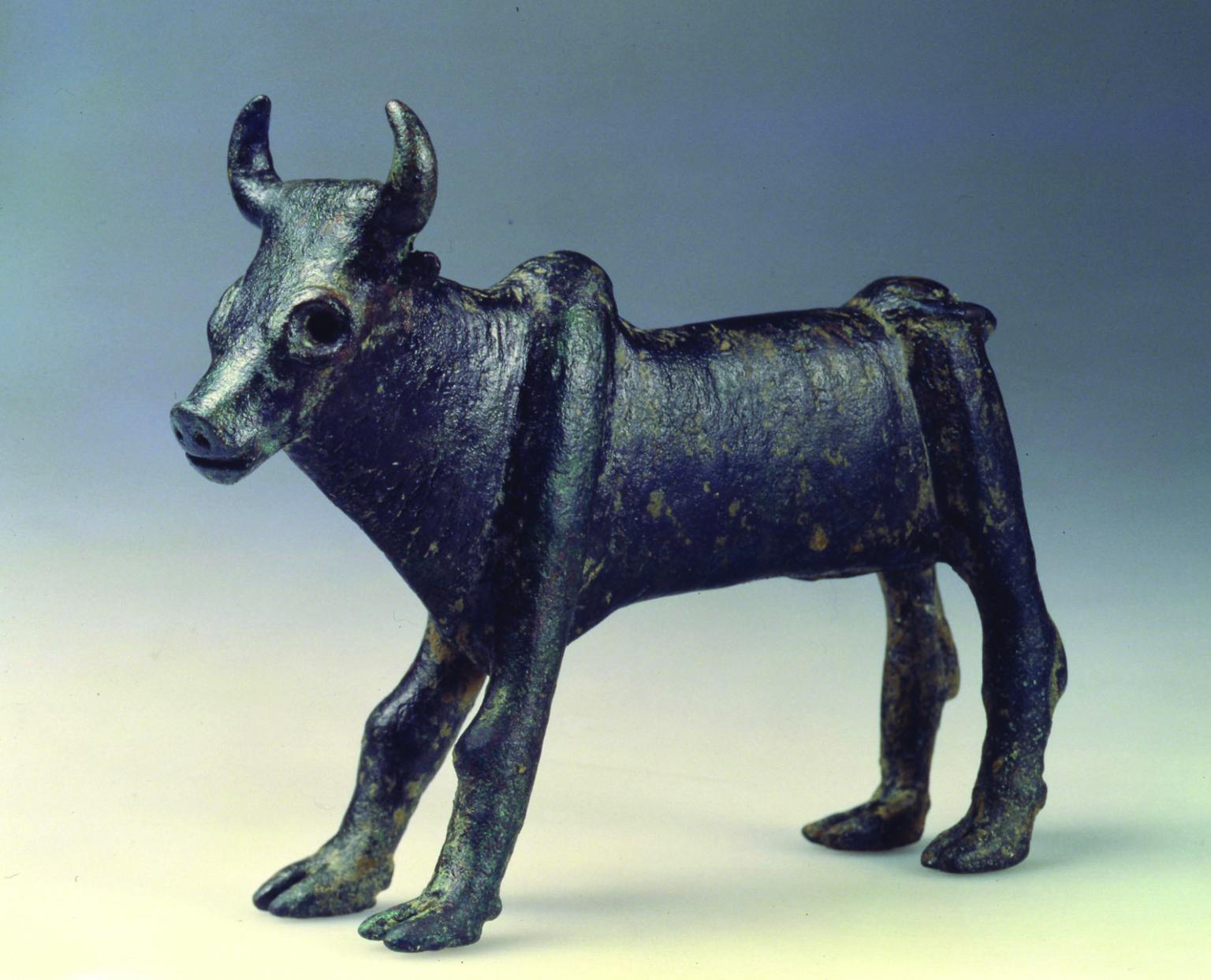 Bronze bull figurine.