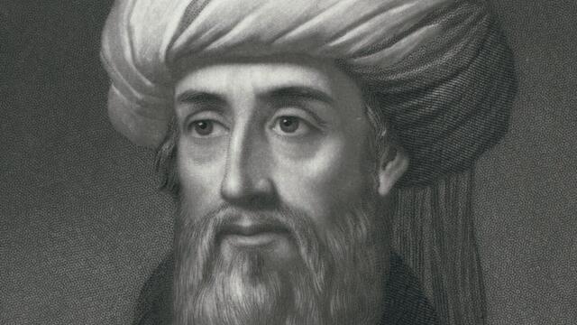 Engraving of bearded man in turban.