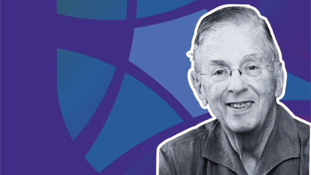 Profile of a man with a blue background