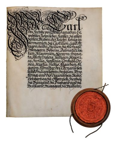 Page of German text with seal.