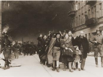 Warsaw Ghetto German Soldiers lead family away for deportation
