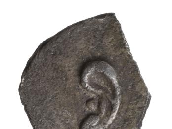 Coin with image of an ear with pronounced lobe.