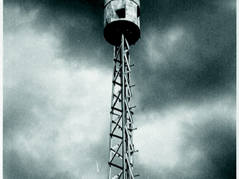 Photograph of metal tower. 