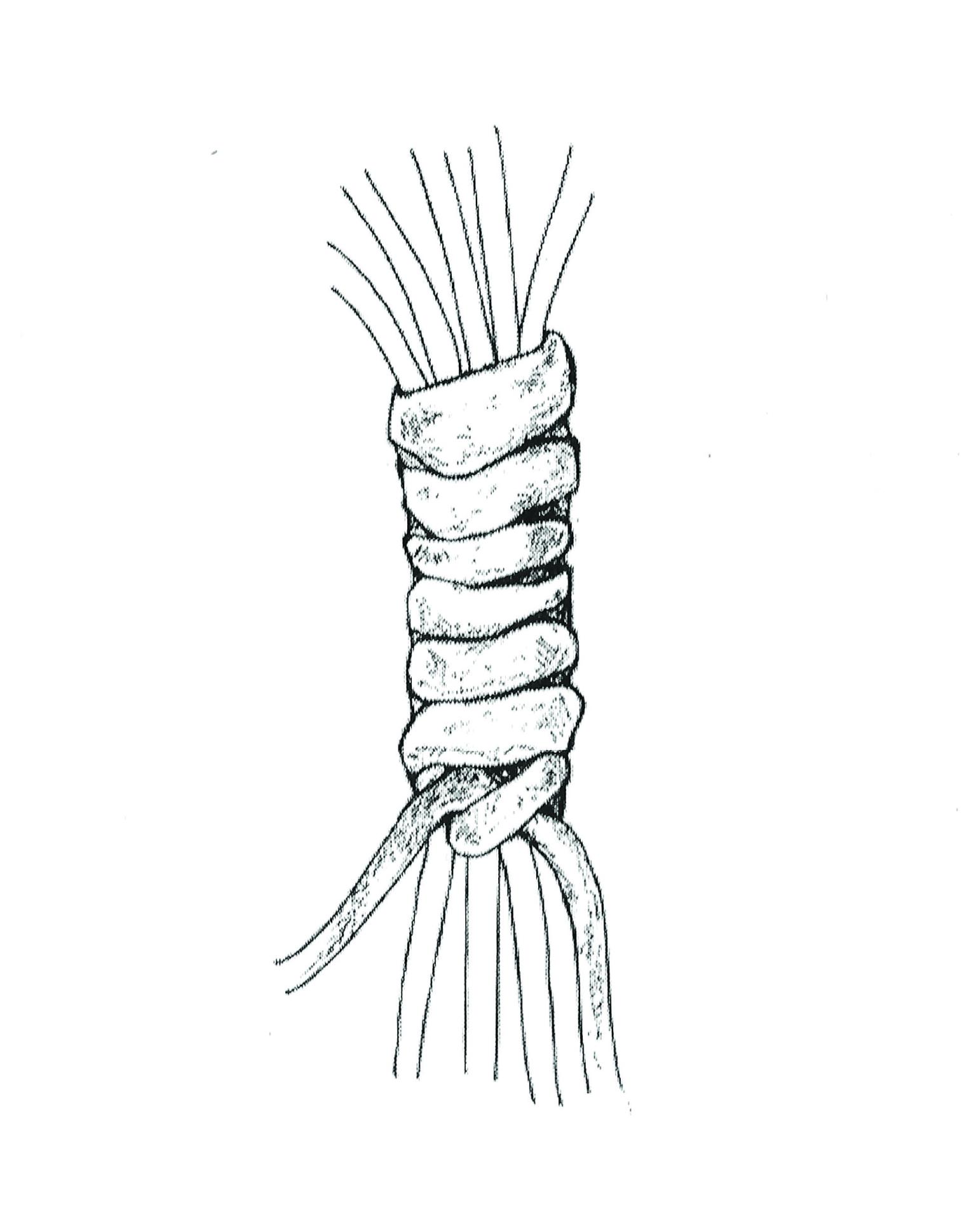 Drawing of knotted linen fringe.