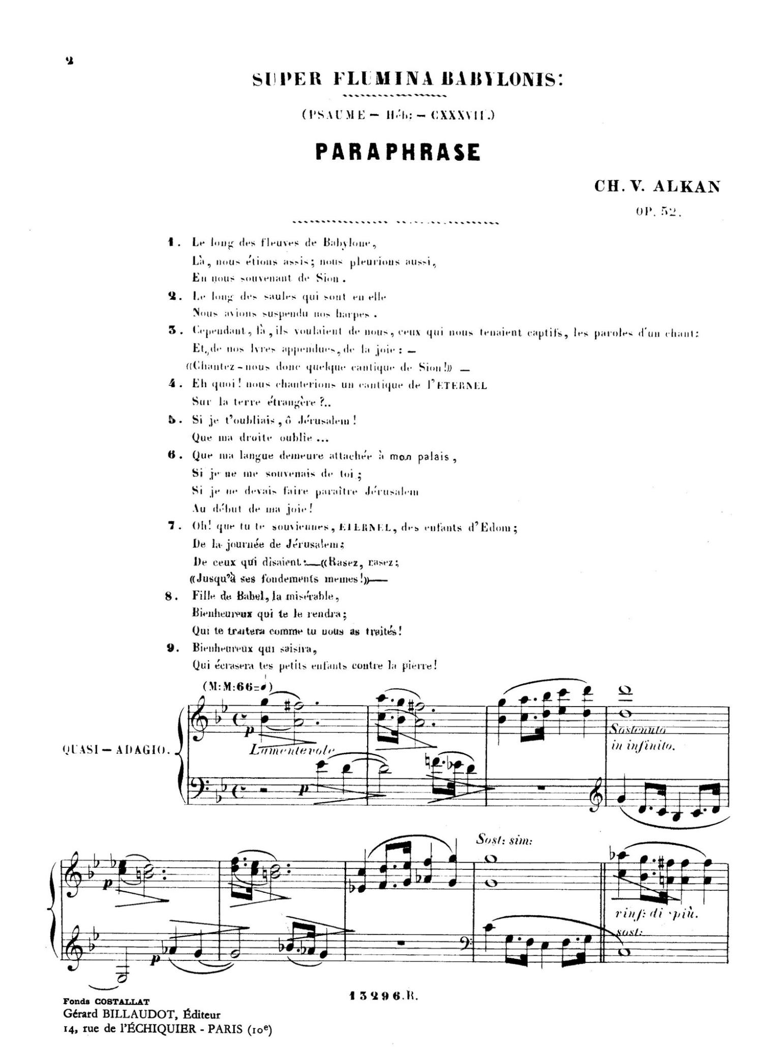 Sheet music featuring French text above staff.