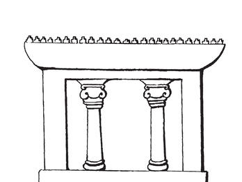 Palace Façade in Assyrian Relief Line drawing of columned facade.