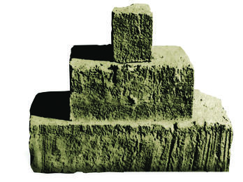 Crenellation from Ramat Rahel Palace Computer reconstruction of stone crenellations with three stacked stone blocks.