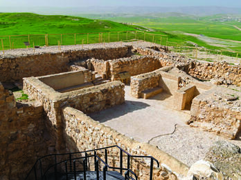 Arad Sanctuary Photograph of ruins of stone buildings.