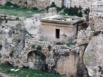 Tomb of Pharaoh’s Daughter Photograph of tomb on top of stone structures.