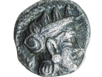 Coin with Athena/Owl Coin with image of head wearing helmet.