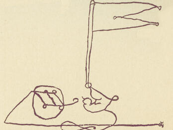 Signature in pen in shape of flag. 