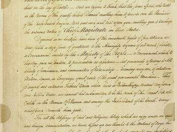 Letter to George Washington Handwritten letter in English with small stamp at top and signature on bottom.