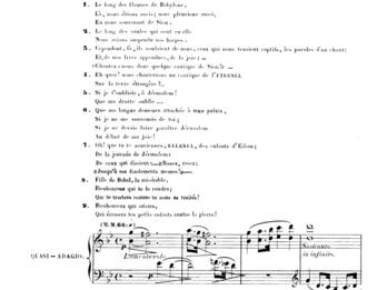 Super flumina Babylonis Sheet music featuring French text above staff.