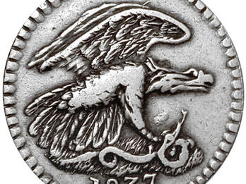 Feuchtwanger Cent Silver coin featuring eagle and snake.