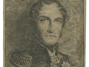 H. M. King Leopold I Stamp Belgium Engraved stamp depicting portrait of man in epaulets and the number 10.