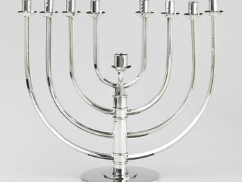 Hanukkah Lamp, Heilbronn, Germany Nine-branched candelabrum.