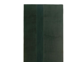 Abraham Solid color painting with off centered, vertical band in a different shade.