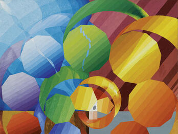 Symphonie Vitale Abstract painting of circles in a spiral.