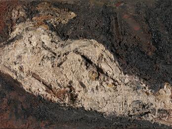 E. O. W. Nude Abstract painting of nude form lying down on side facing away from viewer.