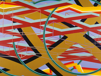 D-C Painting featuring interlocking 3-D shapes.