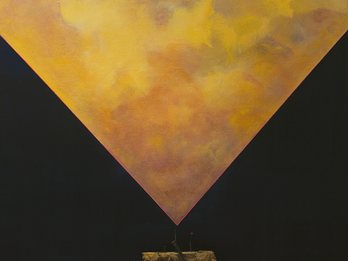 Memory: The Homosexual Memorial Imagination Art installation of inverted triangle with object underneath.