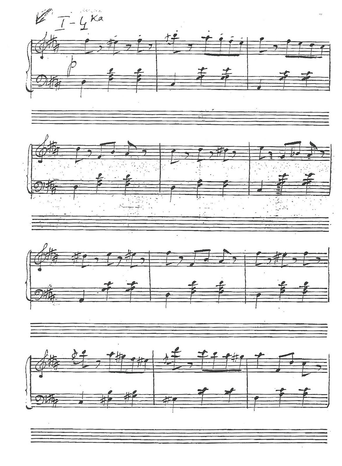 Page of handwritten sheet music. 