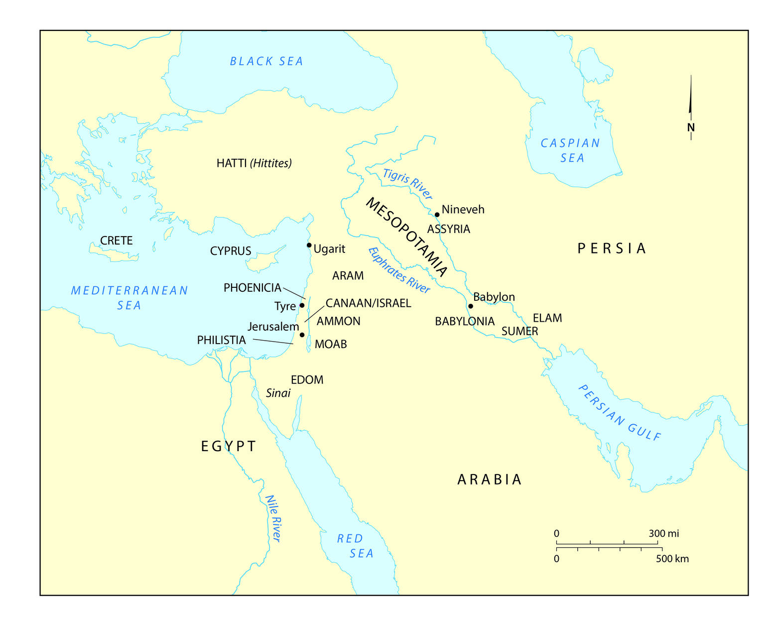 Map of Near East with English labels.