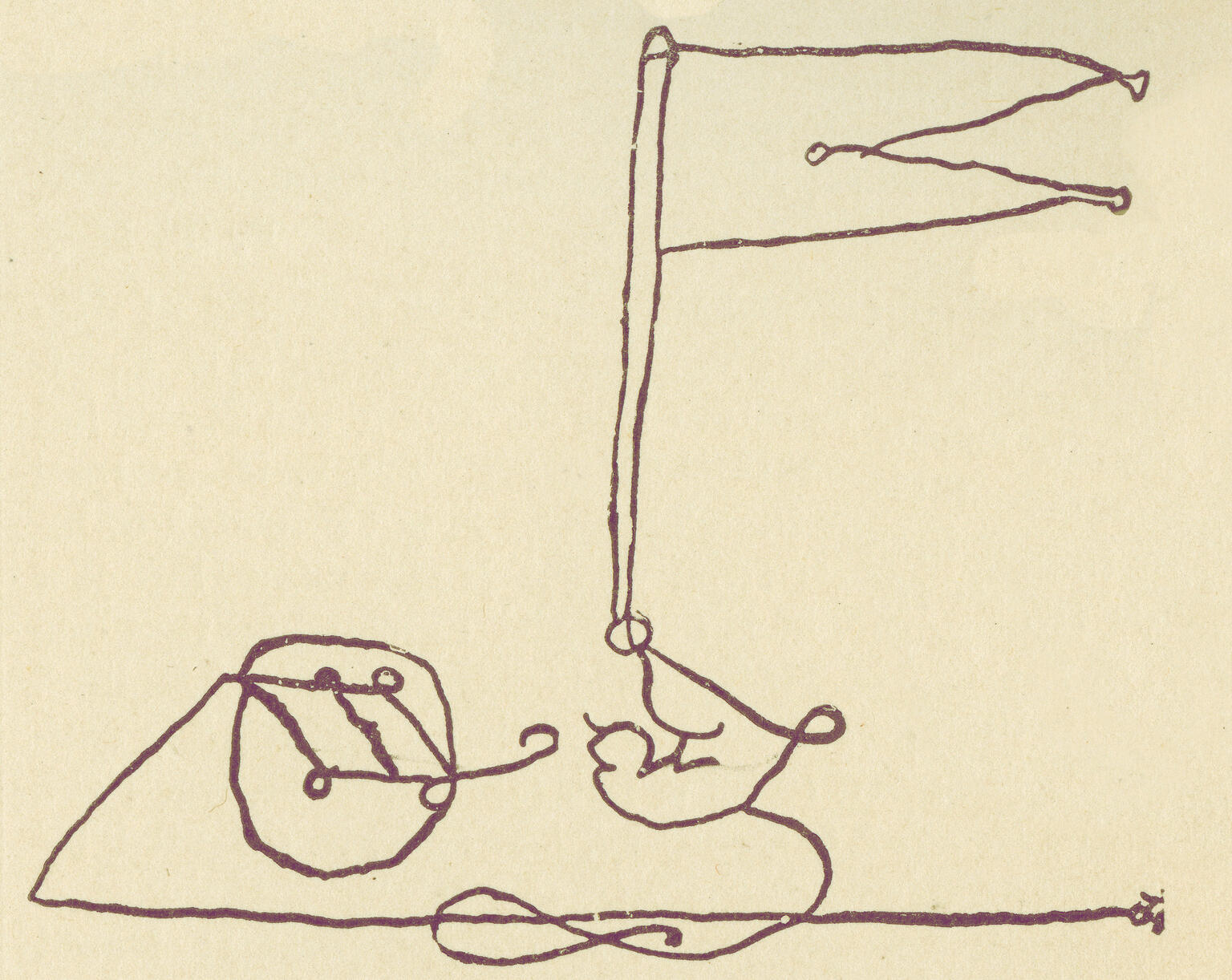 Signature in pen in shape of flag. 