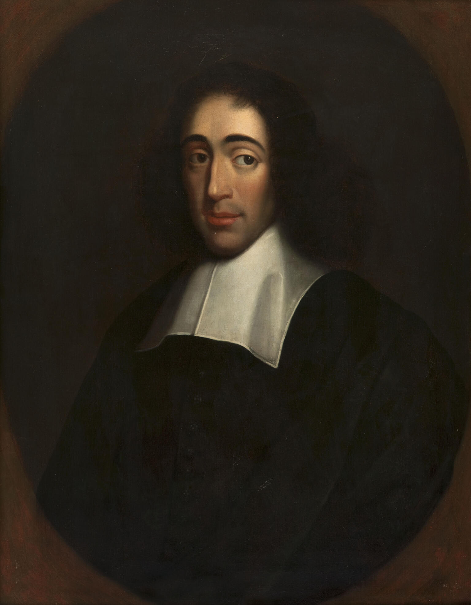 Portrait painting of man in wide collar.