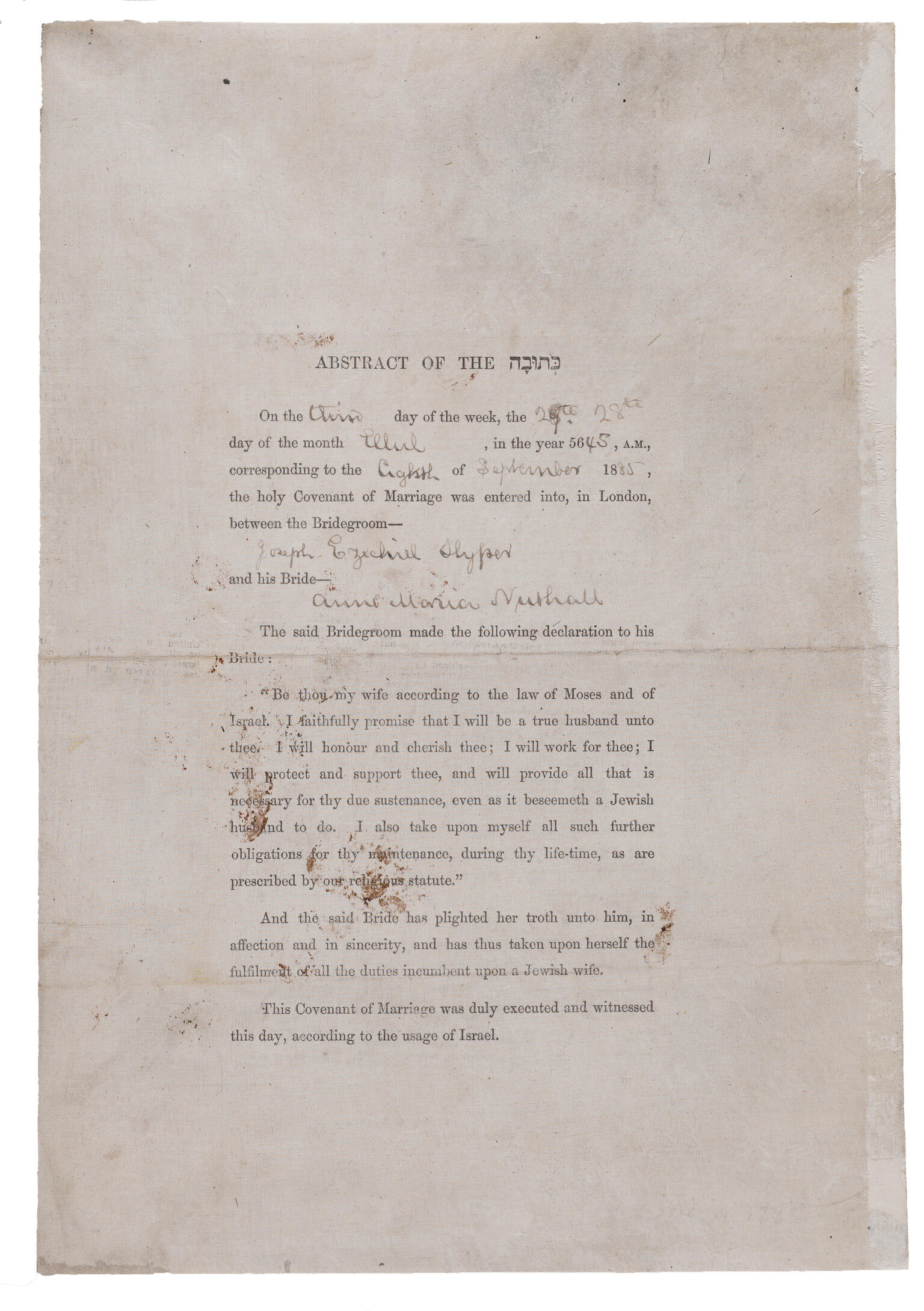 Printed page of English text with several signatures throughout.