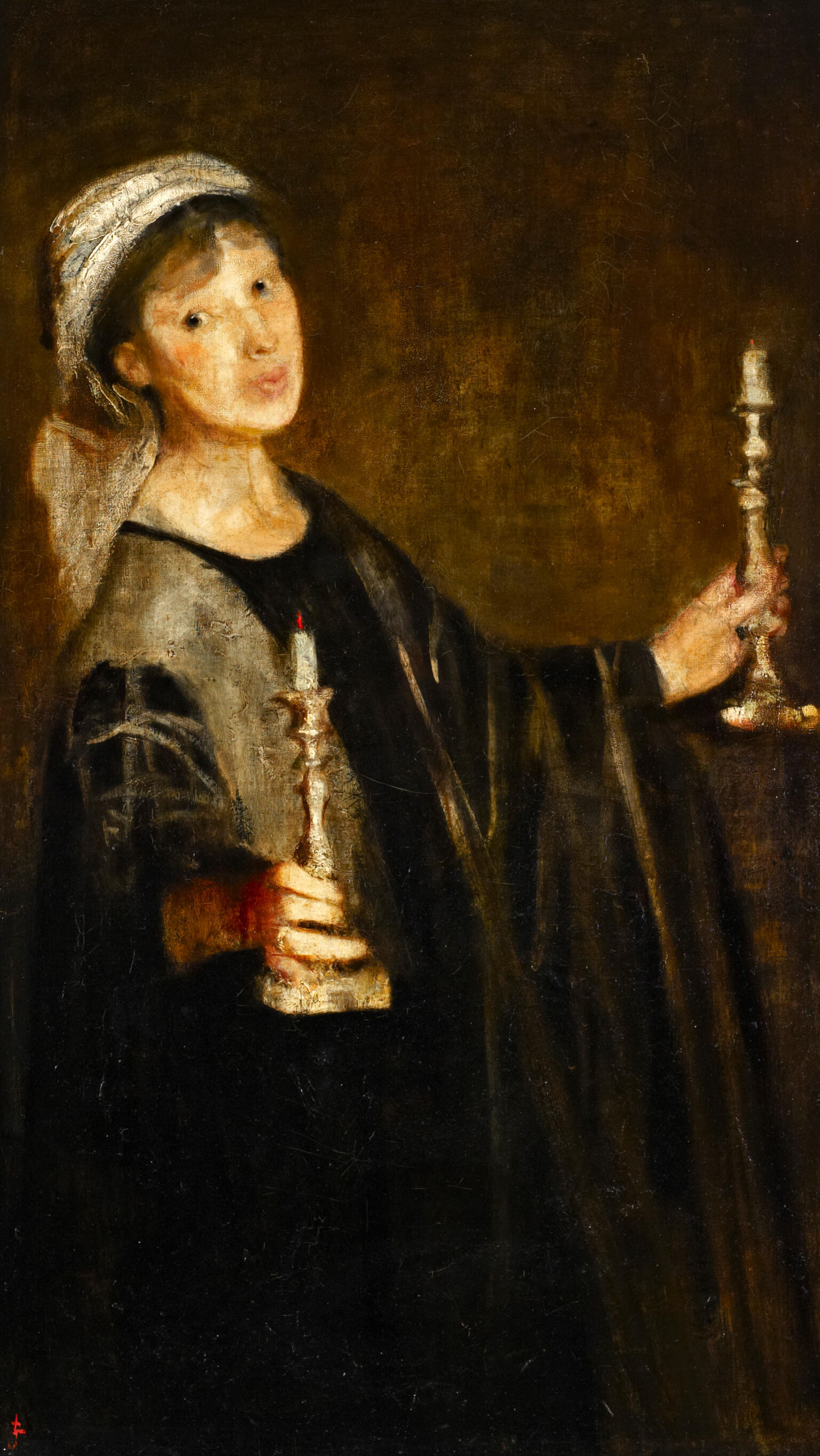 Portrait of woman holding candles. Portrait of woman holding candles.