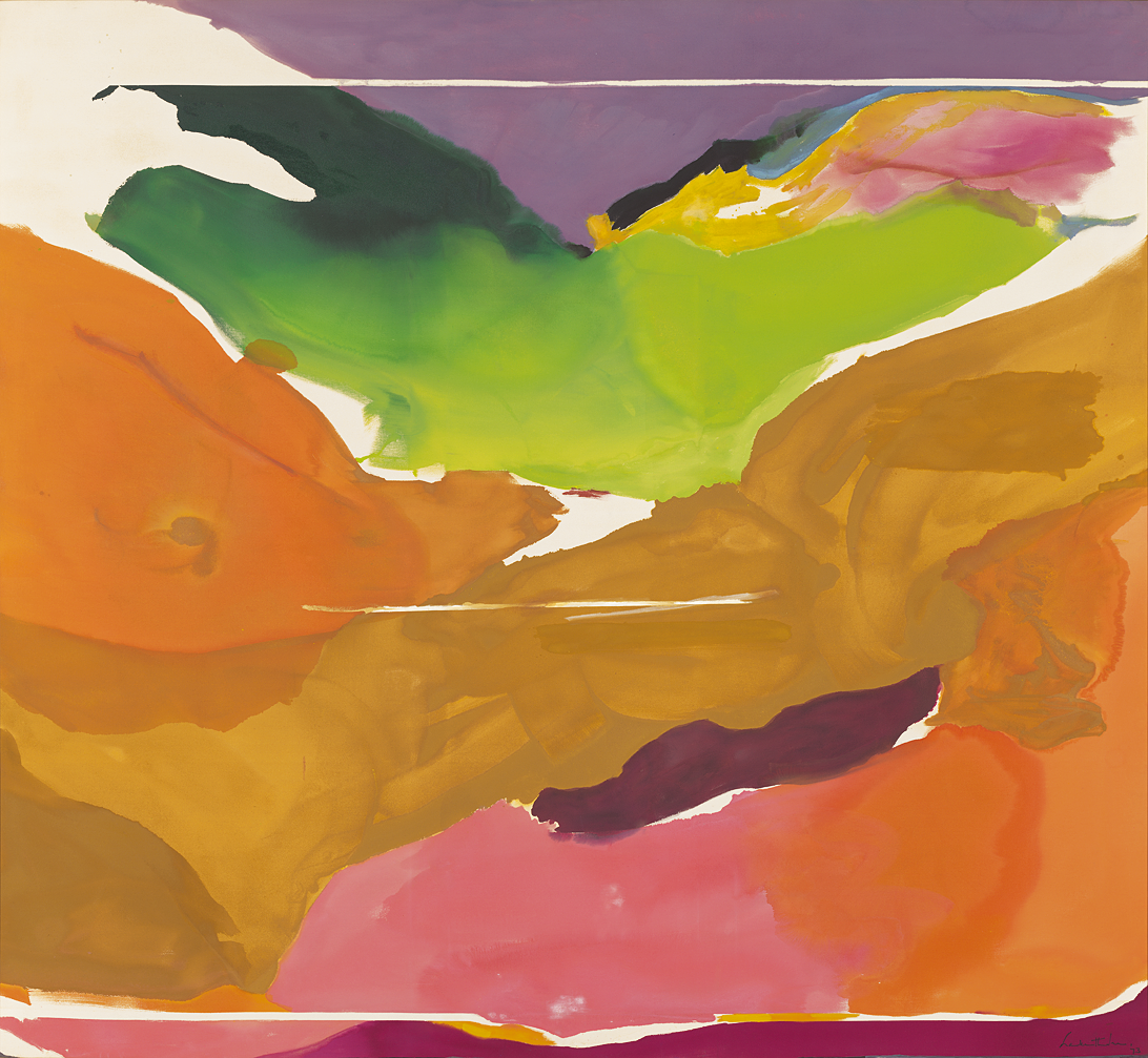 Abstract painting with undulating waves of color. 