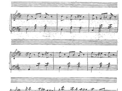 Page of handwritten sheet music. 