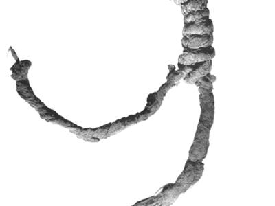 Photograph of knotted linen fringe.