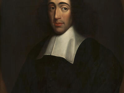 Portrait painting of man in wide collar. 