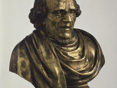 Bust of Moses Mendelssohn Bust of man on pedestal.